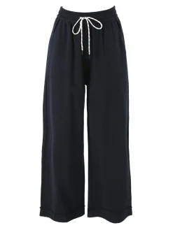 Solada Pantaloni donna a palazzo con coulisse - blu scuro