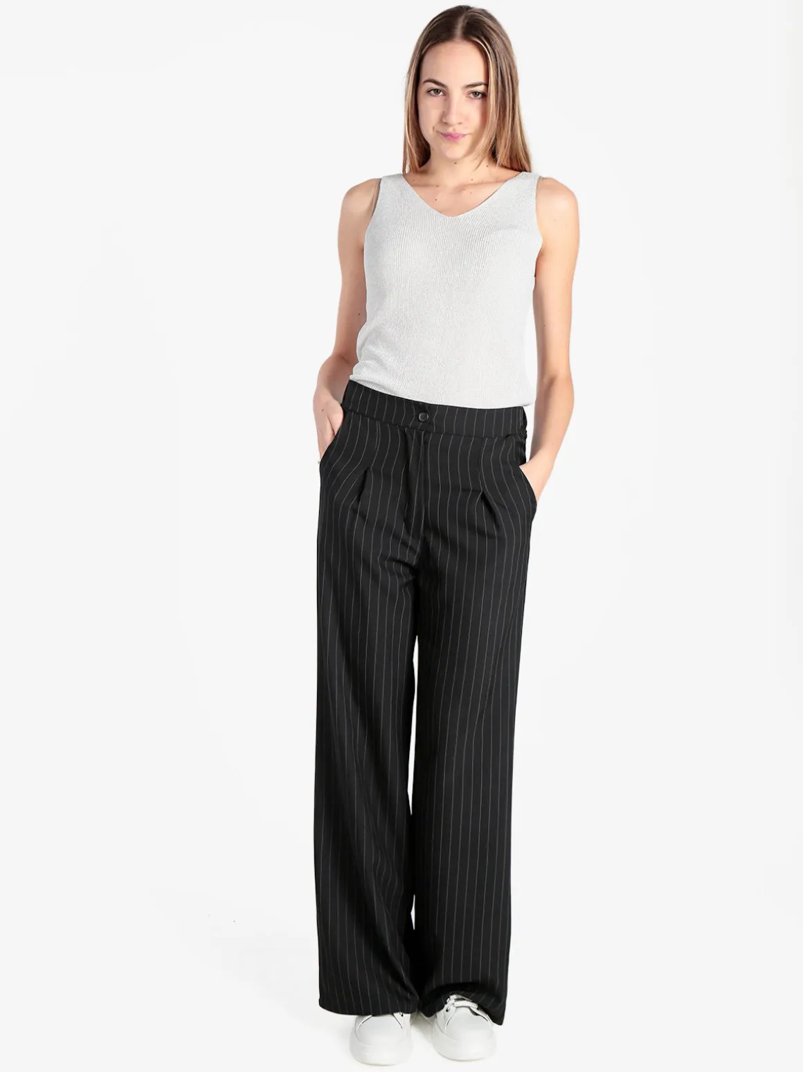 Solada Pantaloni donna a palazzo gessati