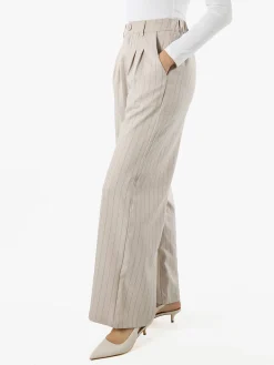 Solada Pantaloni donna a palazzo con micro borchie luccicanti - beige