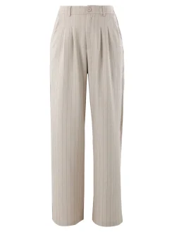 Solada Pantaloni donna a palazzo con micro borchie luccicanti - beige