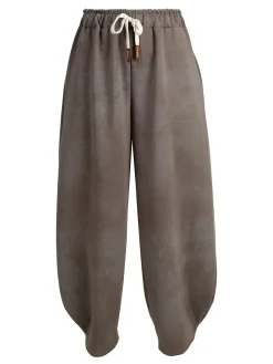 Solada Pantaloni donna a palloncino con coulisse - fango