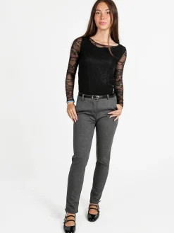 Solada Pantaloni donna a sigaretta con cintura - grigio scuro