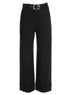 Solada Pantaloni donna a vita alta con cintura - nero