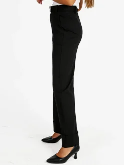 Solada Pantaloni donna a vita alta con cintura - nero