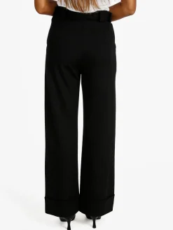 Solada Pantaloni donna a vita alta con con cintura - nero