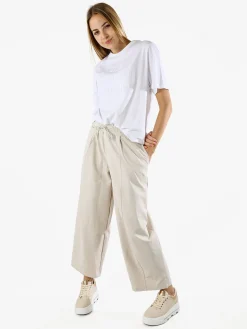 Solada Pantaloni donna barrell cropped - beige