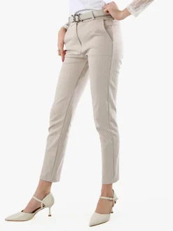 Solada Pantaloni donna capri con cintura - beige