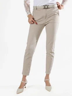 Solada Pantaloni donna capri con cintura - beige