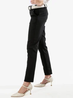 Solada Pantaloni donna capri con cintura - nero