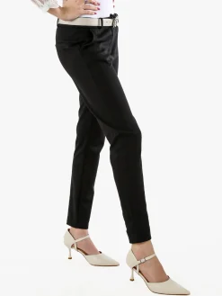 Solada Pantaloni donna capri con cintura - nero