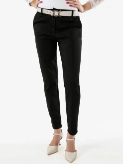Solada Pantaloni donna capri con cintura - nero