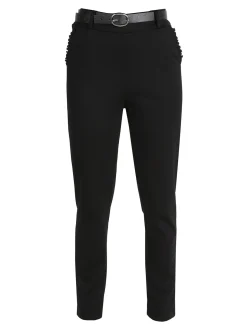 Solada Pantaloni donna casual a vita alta - nero