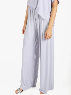 Solada Pantaloni donna con elastico in vita a gamba larga - perla