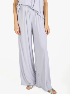 Solada Pantaloni donna con elastico in vita a gamba larga - perla