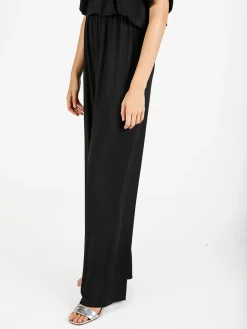Solada Pantaloni donna con elastico in vita a gamba larga - nero