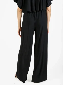 Solada Pantaloni donna con elastico in vita a gamba larga - nero