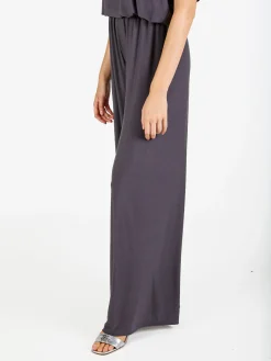 Solada Pantaloni donna con elastico in vita a gamba larga - grigio