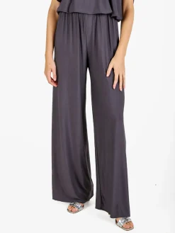 Solada Pantaloni donna con elastico in vita a gamba larga - grigio