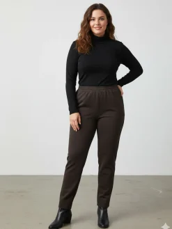 Solada Pantaloni donna con elastico in vita taglie forti - moro