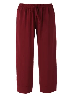 Solada Pantaloni donna cropped a gamba larga con coulisse - bordeaux
