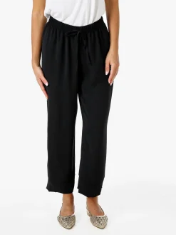 Solada Pantaloni donna cropped a gamba larga con coulisse - nero