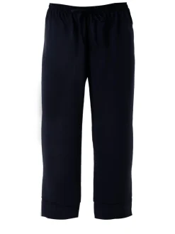 Solada Pantaloni donna cropped a gamba larga con coulisse - nero