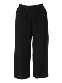 Solada Pantaloni donna cropped a gamba larga con coulisse - nero