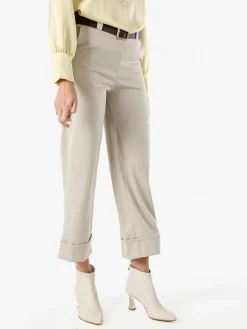 Solada Pantaloni donna cropp a gamba larga con stampa texture - beige