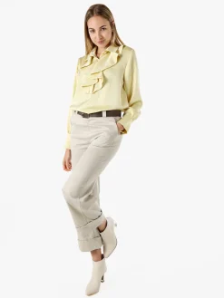 Solada Pantaloni donna cropp a gamba larga con stampa texture - beige