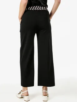 Solada Pantaloni donna cropped a gamba larga con cintura a foulard - nero