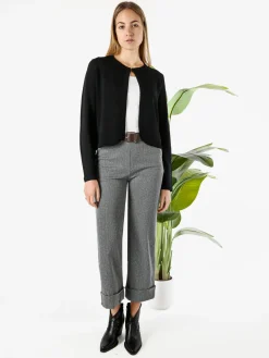 Solada Pantaloni donna cropp a gamba larga con stampa texture - grigio