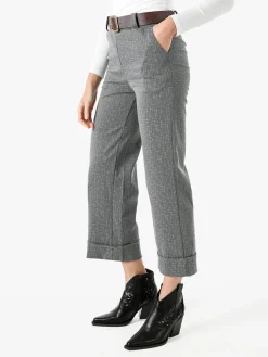Solada Pantaloni donna cropp a gamba larga con stampa texture - grigio