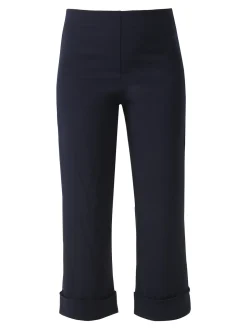Solada Pantaloni donna cropped a vita alta con risvolto alto - blu scuro