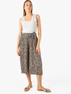 Solada Pantaloni donna culotte con stampa floreale - nero