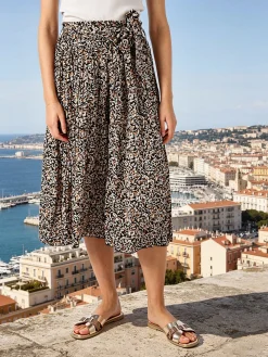 Solada Pantaloni donna culotte con stampa floreale - nero