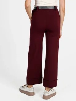 Solada Pantaloni donna culotte con cintura e risvolto sul finale - bordeaux