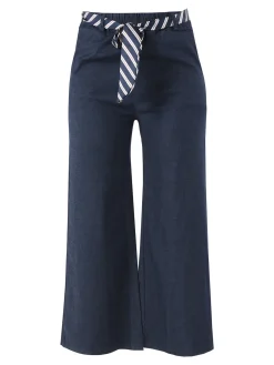 Solada Pantaloni donna culotte effetto jeans con cintura a foulard - jeans