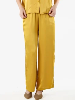 Solada Pantaloni donna effetto raso - giallo