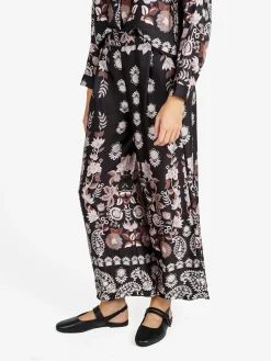 Solada Pantaloni donna effetto raso con stampe - nero