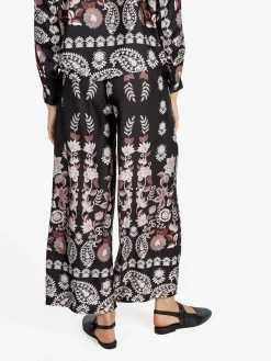Solada Pantaloni donna effetto raso con stampe - nero