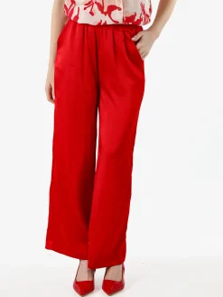 Solada Pantaloni donna effetto raso - rosso