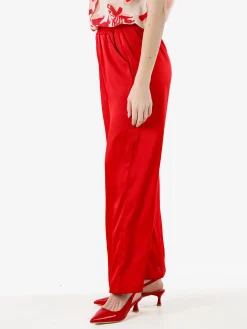 Solada Pantaloni donna effetto raso - rosso