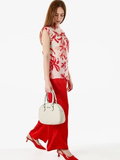 Solada Pantaloni donna effetto raso - rosso
