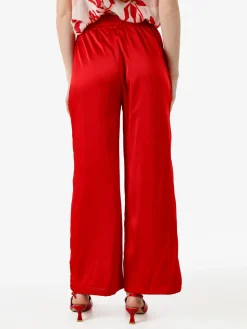 Solada Pantaloni donna effetto raso - rosso