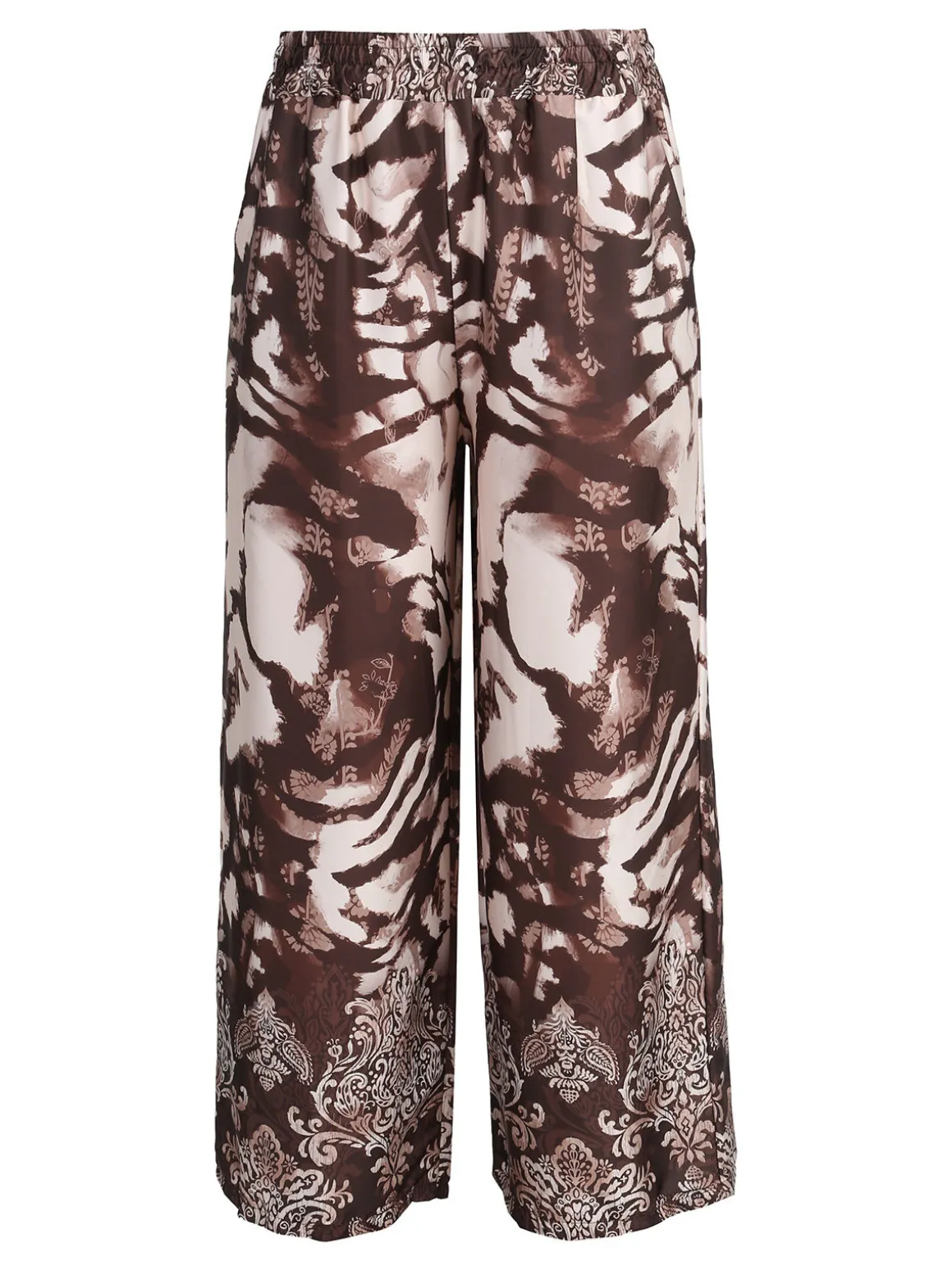 Solada Pantaloni donna effetto raso con stampe - moro