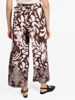 Solada Pantaloni donna effetto raso con stampe - moro
