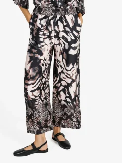 Solada Pantaloni donna effetto raso con stampe - nero