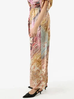 Solada Pantaloni donna effetto seta a gamba larga con stampe - multicolore