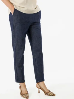 Solada Pantaloni donna effetto jeans con elastico in vita - blu scuro