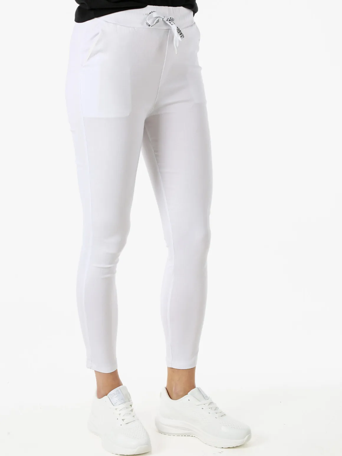 Solada Pantaloni donna elasticizzati con coulisse - bianco